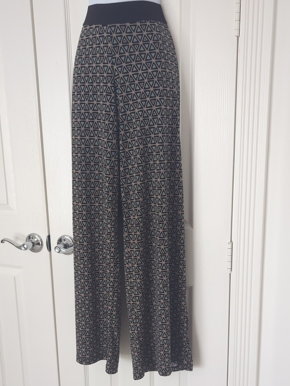 Alfani Black, Gray & Teal Geometric Wide Leg Palazzo Pants